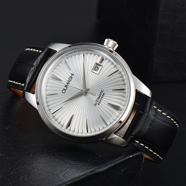 OUMASHI Armbanduhr, Automatik, Edelstahlgehäuse, 40 mm, Lederarmband, Herren - Bild 1
