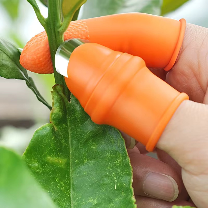 Multifunktionaler Daumen-Schutz aus Silikon in Orange für Garten und Küche als Nagelschutz und Erntewerkzeug - Bild 3