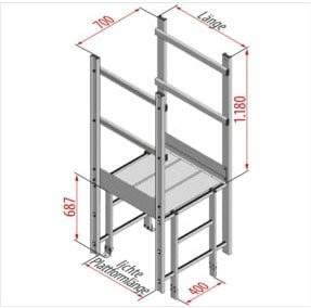 Hymer Ausstieg breit mit Übergang in Silber aus Aluminium, Länge: 95 cm - Bild 1