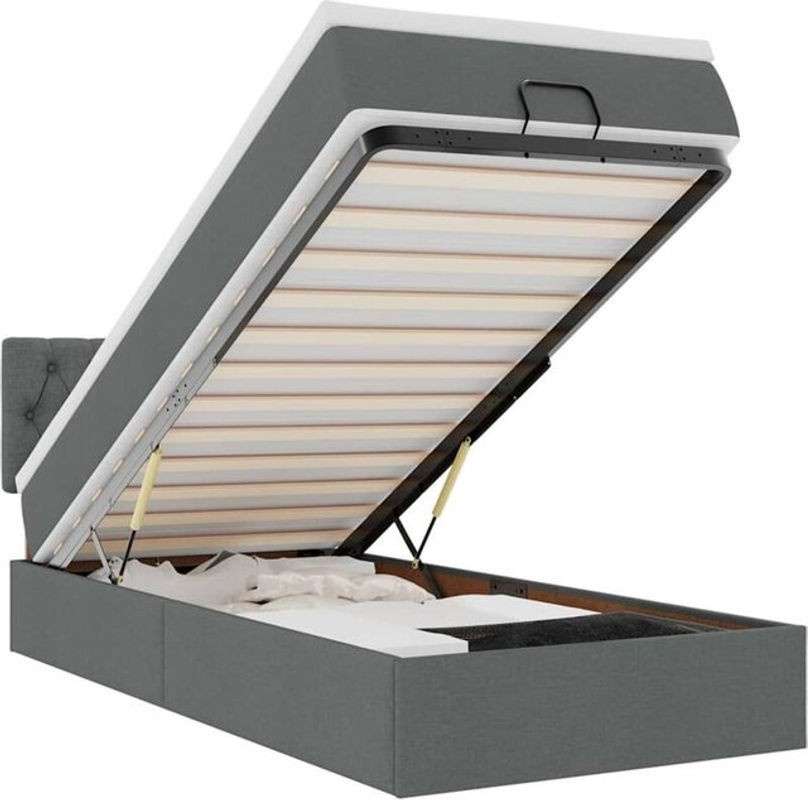 vidaxl Ottoman Polsterbett mit Matratze in Anthrazit Grau aus Stoff und Metall, Modernes Polsterbett B/T: 80 x 200 cm - Bild 1