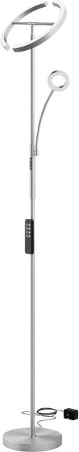 tectake Auralis LED Deckenfluter in Nickel Matt mit dimmbarer Farbtemperatur und Leselicht, B/T/H: 31,5 x 31,5 x 188 cm - Bild 2