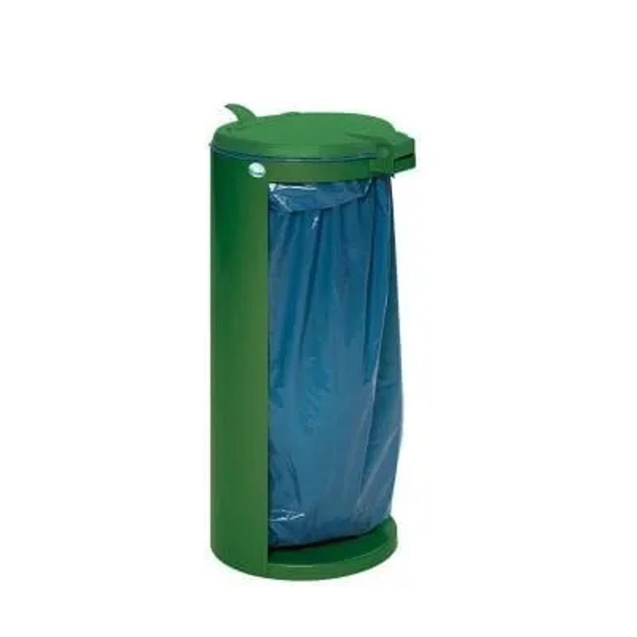 PROREGAL Kompakter Abfallsammler Junior mit Deckel aus Stahl in Grün, H x B x T: 90 x 45 x 45 cm - Bild 2