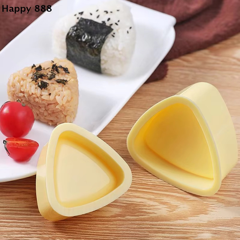 DIY Sushi-Form und Sushi-Maker Set in Gelb aus Kunststoff für Onigiri Reisbällchen und Dreieckige Sushi-Herstellung im japanischen Bento-Stil - Bild 2