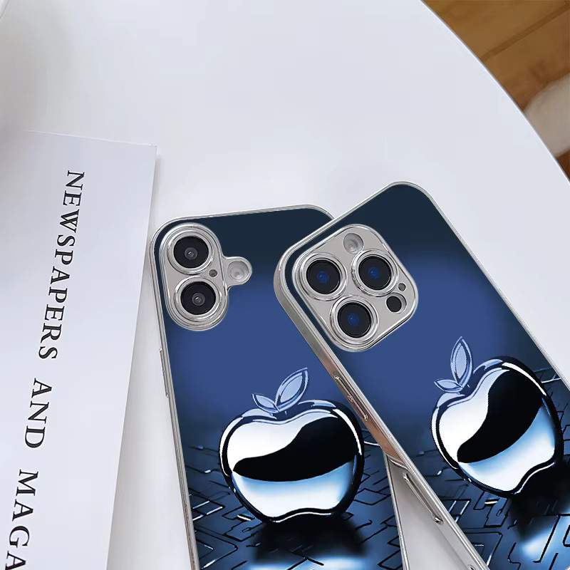 Sturzsichere Apple Painting Glas-Design Handyhülle für iPhone 11 bis iPhone 17 Pro Max in Blau - Bild 2