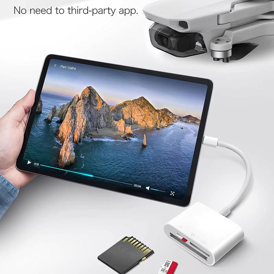 Legendigit USB-C 3-Slot Speicherkartenleser OTG Adapter für CF SD TF MicroSD in Weiß - Bild 2