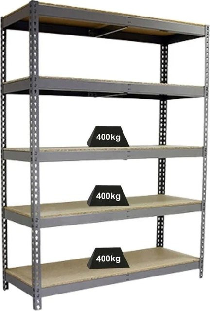 PROREGAL Schwerlastregal Extrem Wood Yeti in Grau mit verstellbaren Fachböden, H x B x T: 300 x 150 x 60 cm - Bild 1