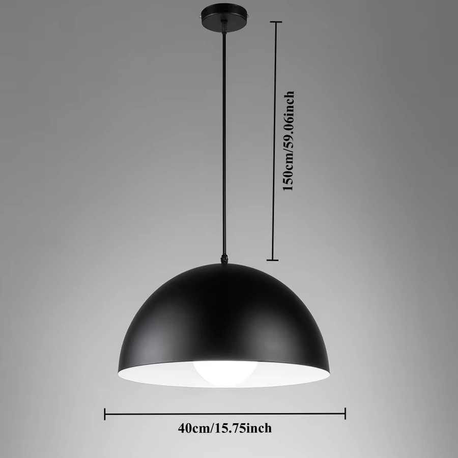 JOYINLED Pendelleuchte im Industriestil in Schwarz, LED-Hängelampe mit E27-Fassung und Halbkreis-Design, Durchmesser: 40 cm - Bild 5