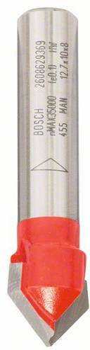 Bosch V-Nutfräser Expert for Wood in Silber, Schaftdurchmesser: 8 mm, Durchmesser: 12,7 mm, Länge: 10 mm, Gesamthöhe: 44,5 mm, 90° - Bild 1