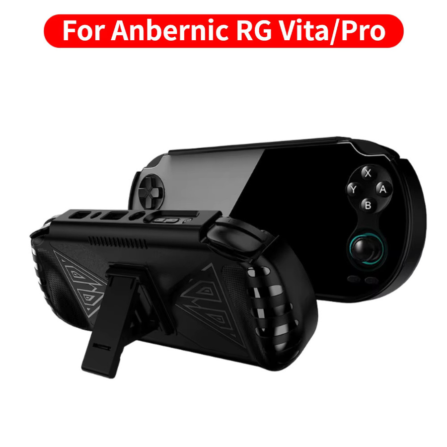 Anbernic TPU-Schutzhülle für RG Vita Pro/Vita in Schwarz mit integriertem Ständer, stoßfest und kratzfest - Bild 2