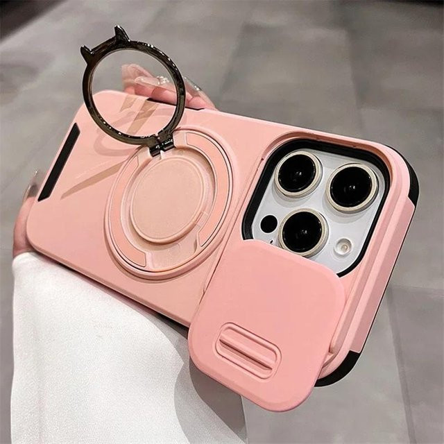 Robuste MagSafe Handyhülle mit Schiebekamera-Schutz und magnetischer Halterung für iPhone 12 bis iPhone 17 Pro Max in Pink - Bild 1