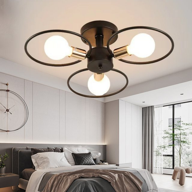 JOYINLED Nordic Pendelleuchte aus Eisen im minimalistischen Design mit mehreren Köpfen, E27, Schwarz und Gold - Bild 1
