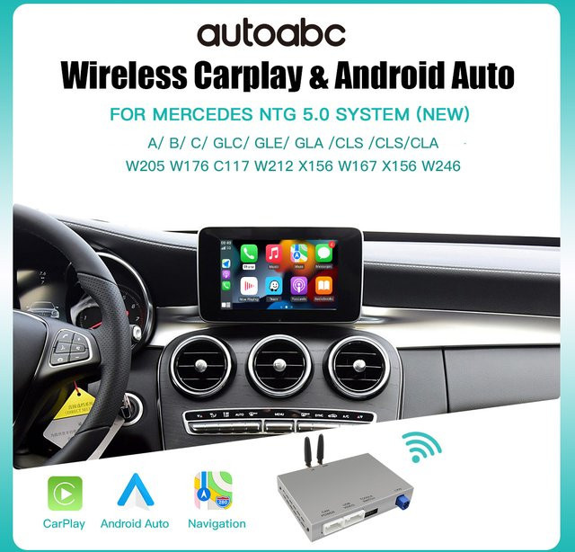 Drahtlose CarPlay und Android Auto Adapter für Mercedes-Benz A B C E Klasse GLA CLA GLC mit NTG 5.0 und Airplay Spiegelung von AUTOABC - Bild 1