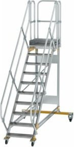 MUNK Günzburger Steigtechnik fahrbare Aluminium-Plattformtreppe mit 10 Stufen in Silber - Bild 1