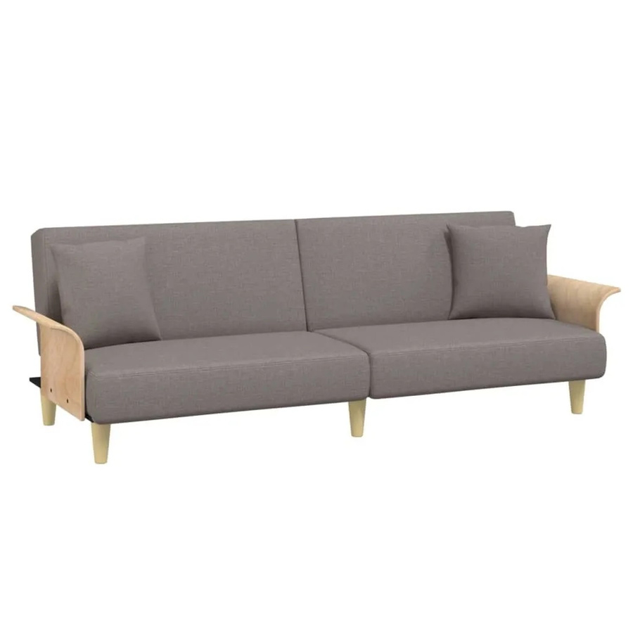 vidaXL Schlafsofa Click-Clack mit Armlehnen in Taupe aus Stoff und Massivholzrahmen, B/T/H: 224 x 89 x 70 cm - Bild 2