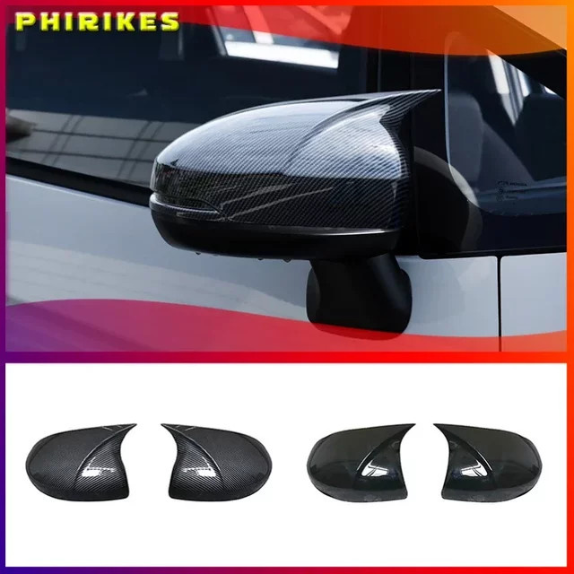 Hornförmige Rückspiegelabdeckung im Kohlefaser-Stil für Honda Fit Jazz GK5 (2014-2020), Farbe: Schwarz - Bild 1