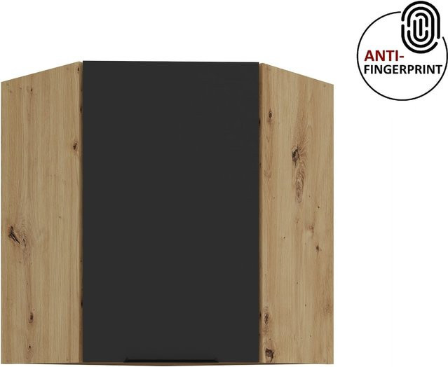 Küchen Eckschrank ARIA Schwarz matt Anti Fingerprint Breite: 60 cm, Tiefe: 60 cm, Höhe: 72 cm - Bild 1