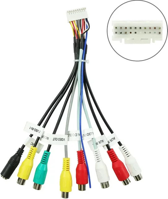 STRONGNAVI RCA-Kabel Set für Android-Autoradios in Multicolor für Subwoofer, Aux-in, Mikrofon, AMP und CVBS - Bild 1