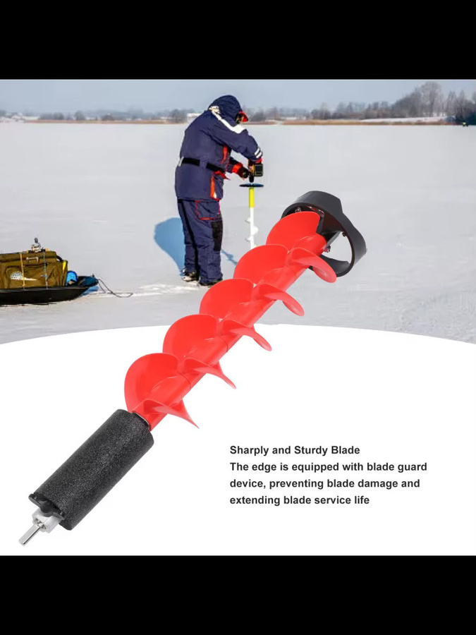 Eisbohrer-Schnecke Set mit Positionierer in Rot, 71 cm Länge, 15 cm Schnittdurchmesser aus Stahl und Nylon - Bild 4