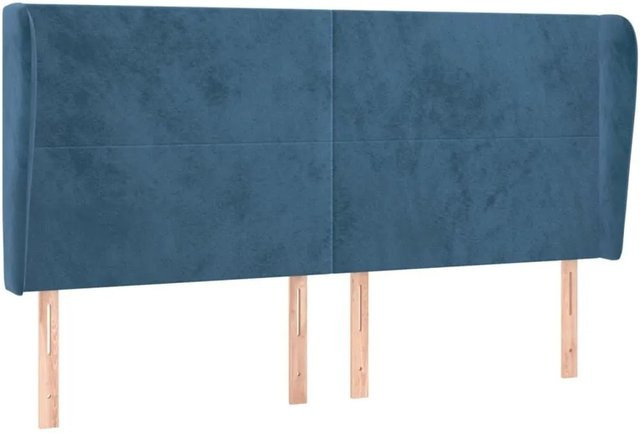 vidaXL Kopfteil mit Ohren aus Samt in Dunkelblau, B/T/H: 163 x 23 x 118/128 cm - Bild 1