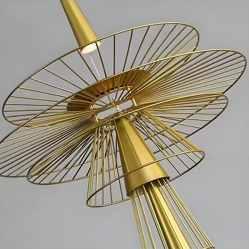 LINCCW LED Pendelleuchte Moderne Fliegende Untertasse aus Metall in Gold/Messing mit Warmweißem Licht für Wohnzimmer und Schlafzimmer - Bild 2