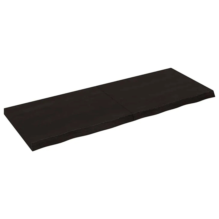 vidaXL Wandregal aus Eichen-Massivholz in Dunkelbraun, rustikaler Stil, Breite: 160 cm, Tiefe: 60 cm, Höhe: 2-6 cm - Bild 2