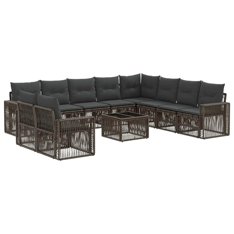 vidaXL Gartensofa-Set 11-tlg. aus Poly-Rattan in Grau und Anthrazit mit Polstern und Couchtisch - Bild 2