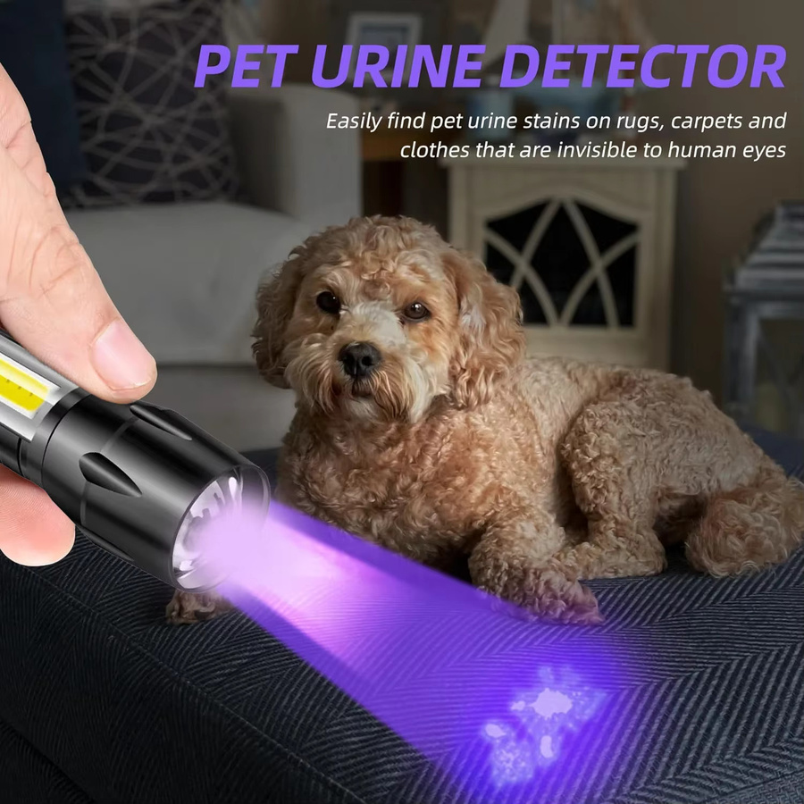 Heinast Mini-UV-Taschenlampe mit Zoom, 365 nm, wiederaufladbar und wasserdicht, Violett/Schwarz - Bild 4