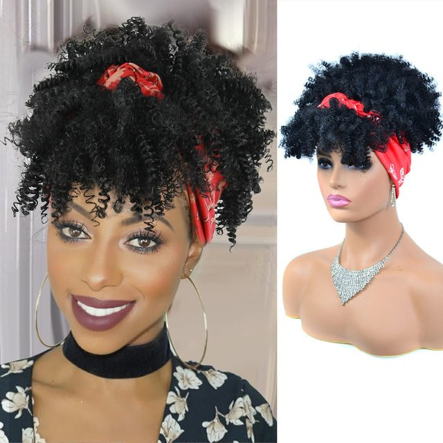 Jeedou Afro-Perücke für Damen, schwarz, kurz, lockig - Bild 1