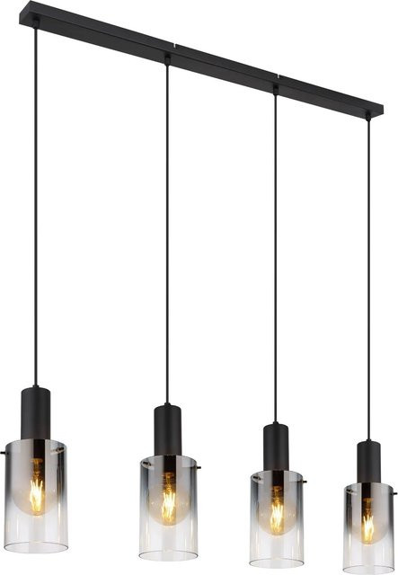 Globo Pendelleuchte Schwarz Transparent 4-flammig aus Metall und Glas B/H/T: 12,5 x 150 x 102,5 cm - Bild 1