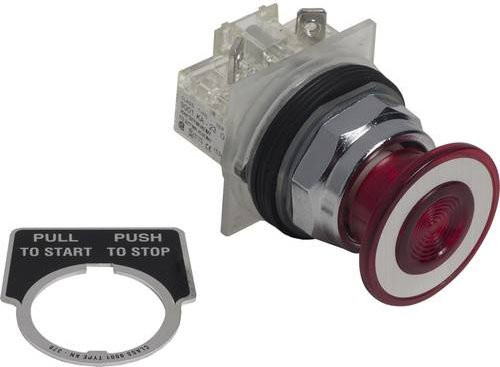 Schneider Electric Drucktaster 9001KR9RH6S10, rot, ohne Leuchtmelder, Typ K, Ø30 mm, tastend, aus Metall - Bild 1