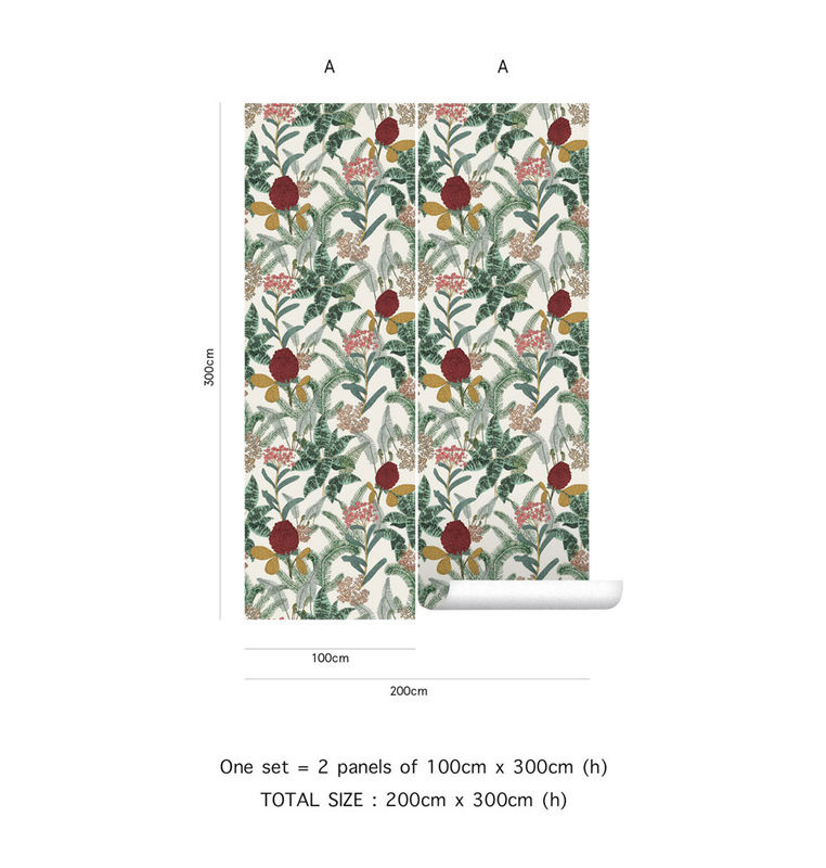 Tenue de Ville Wallpaper Palmarosa Ghost Wandtapete mit floralem Vintage-Design in Multicolour, Vlies-Mural, Breite: 300 cm, Höhe: 300 cm - Bild 2