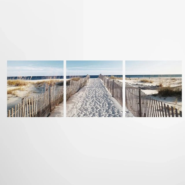 Art Universe Glasbild Der Weg zum Strand in Blau, Motiv Natur und Sommer, B/H: 60 x 180 cm - Bild 1