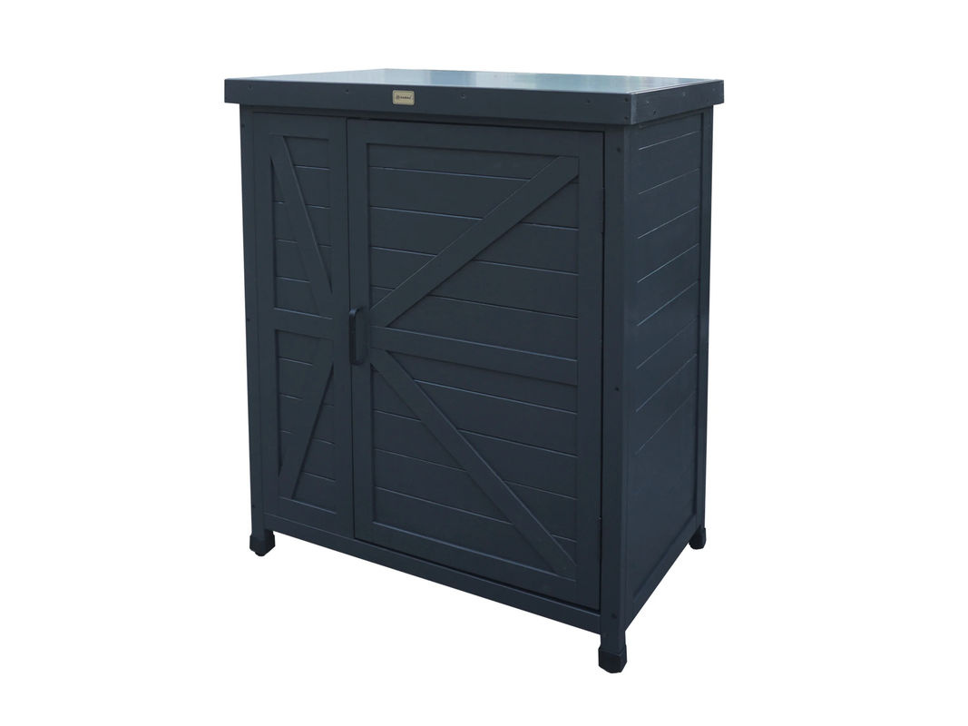 HABAU Gartenschrank Logan aus Metall in Anthrazit Grau mit Regalböden - Bild 3