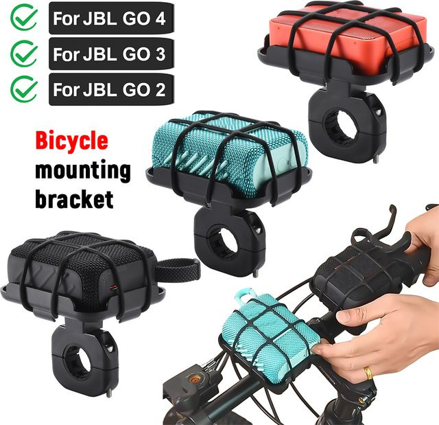 VODOOL 3-in-1 Universal Fahrrad-Lautsprecherhalterung für JBL GO 4, GO 3 und GO 2 Bluetooth Lautsprecher in Schwarz - Bild 1