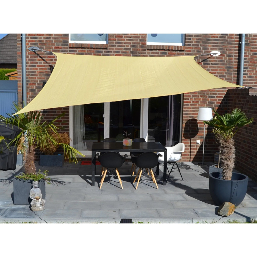 Floracord Sonnensegel rechteckig aus HDPE in Beige oder Gelb, Breite: 500 cm, Tiefe: 400 cm - Bild 2