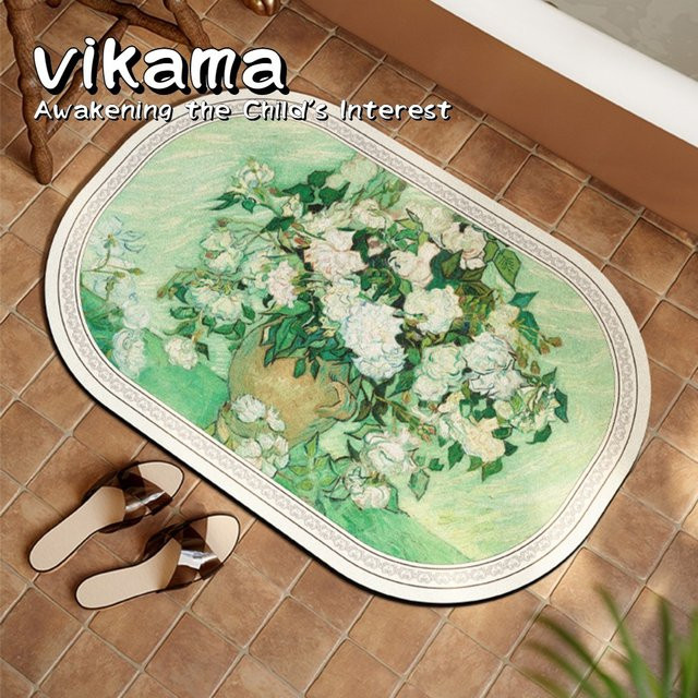 VIKAMA Badematte oval in Nature, ultra-absorbierend und rutschfest - Bild 1