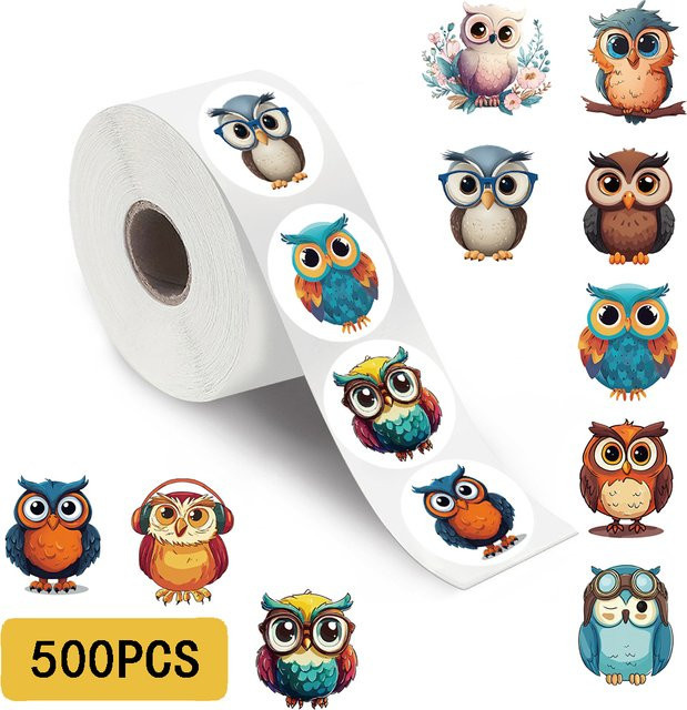 500 Stück Kawaii Eulen Aufkleber Set in Multicolour für Notebook, Laptop und Gepäck - Bild 1