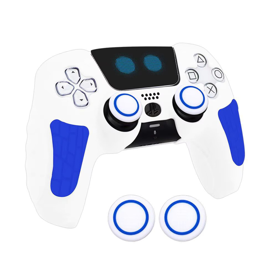 Astro Bot Silikon Griff Schutzhülle für PlayStation 5 mit Touchpad Aufkleber, Anti-Rutsch und schweißfest, Farbe: Weiß - Bild 3
