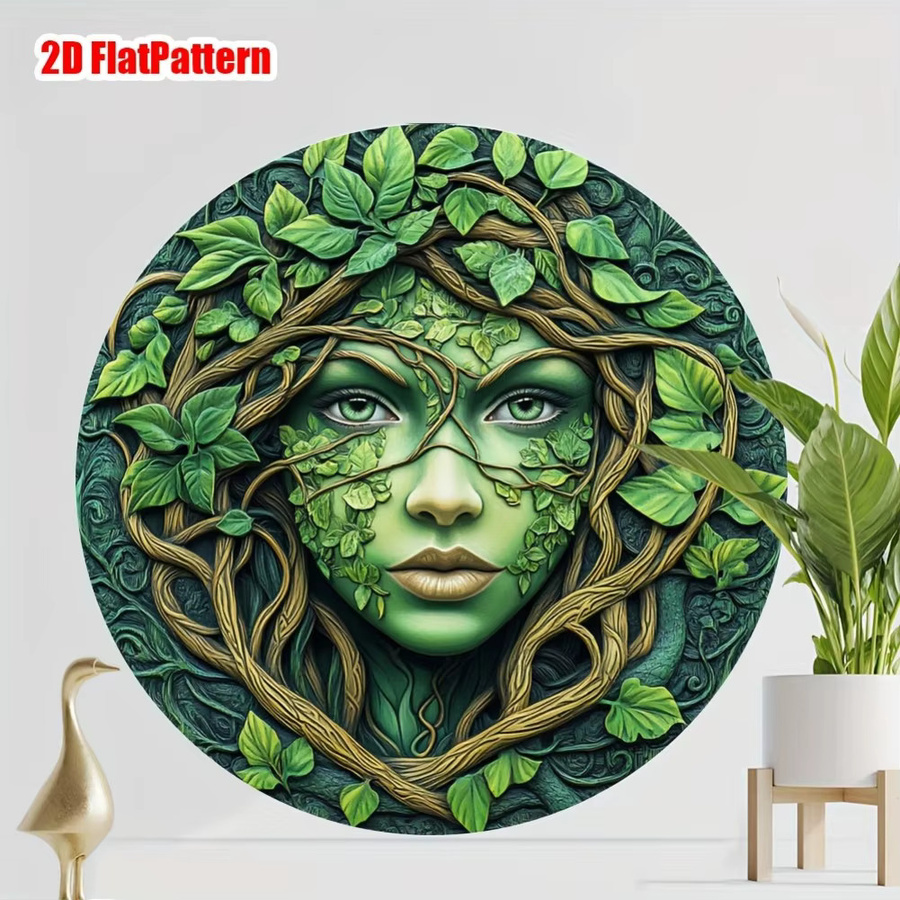 CIFBUY Rundes Aluminiumschild Vintage Green Forest Spirit Wanddekoration in Grün, Durchmesser: 20,3 cm - Bild 2