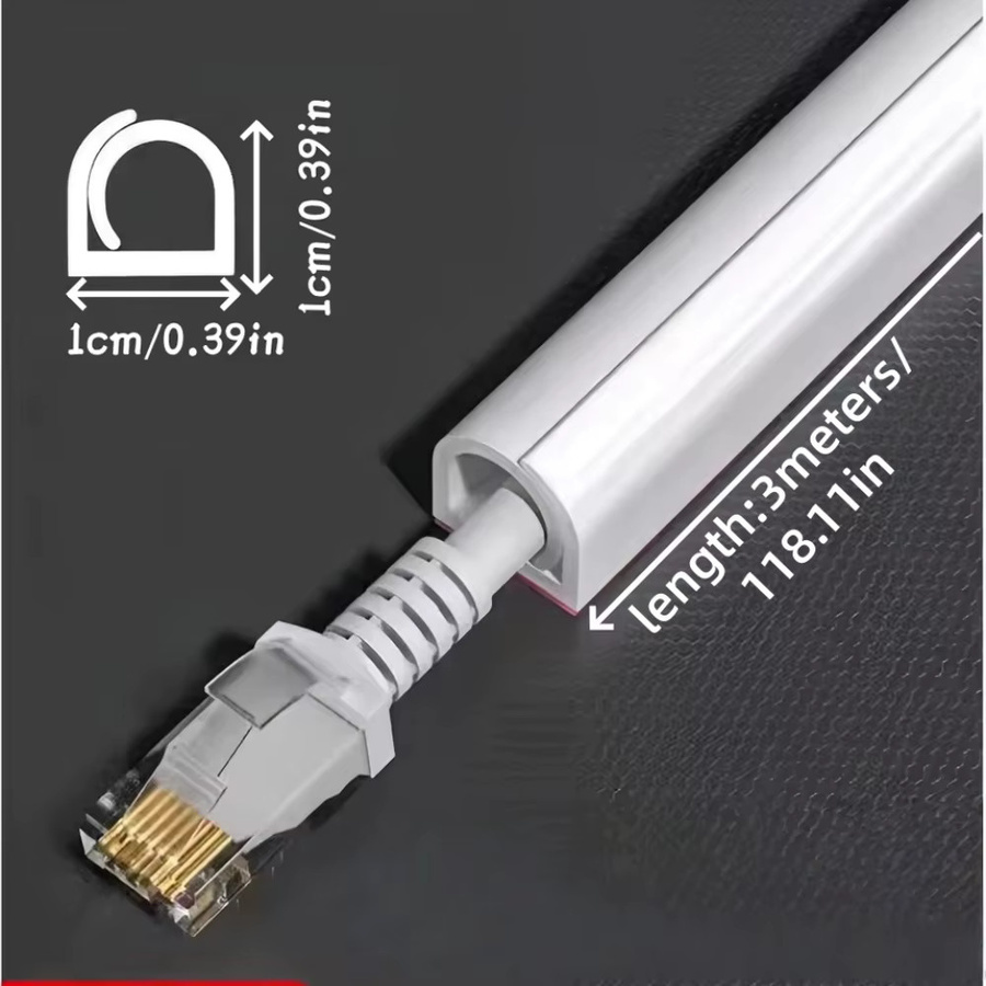Selbstklebende PVC-Kabelmanagement-Röhre in Weiß für Schreibtisch, Wand und Boden - Bild 2