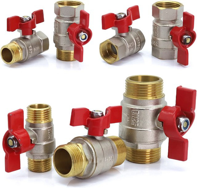 MUCIAKIE Messing und Kupfer Kugelhahn Fitting Adapter Set in Gold für Gartenbewässerung mit 1/2", 3/4" und 1" Anschlüssen - Bild 1