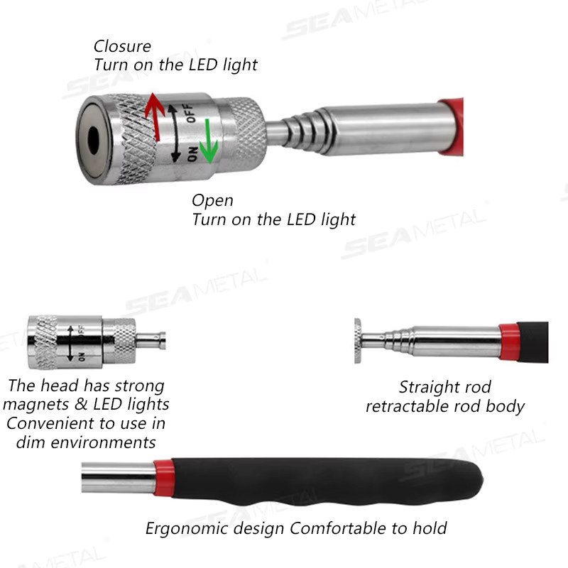 SEAMETAL Teleskop-Magnet-Stiftpflücker, tragbarer und ausziehbarer Mini-Magnetstab zum Aufnehmen von Muttern, Bolzen und Handwerkzeugen - Bild 3