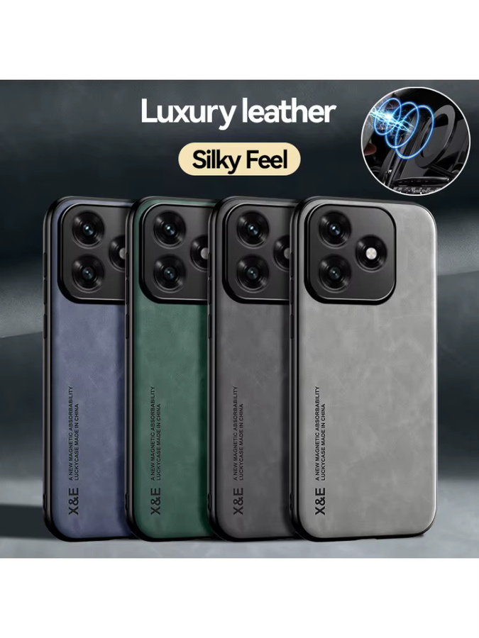 EUCAGR Magnetische Stoßfeste PU Leder Schutzhülle mit Metallplatte für Honor X5C Plus und Honor X5C in Grün - Bild 4