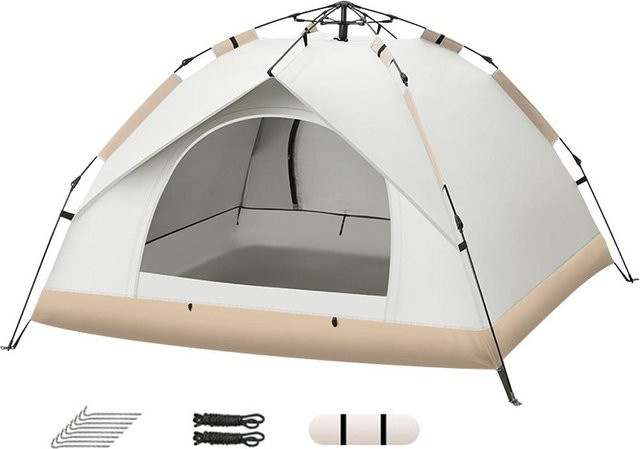 Binchi Outdoor Campingzelt mit Sonnenschutz und Schnellöffnungsfunktion, weiß, B/T/H: 200 x 200 x 145 cm - Bild 1