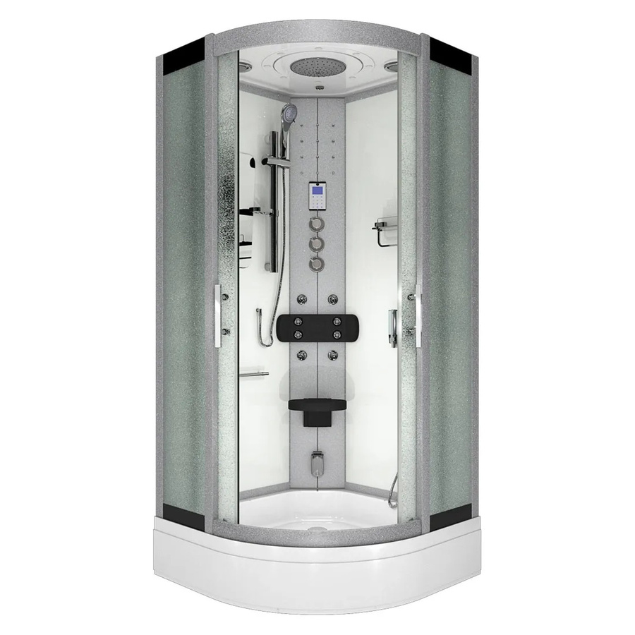 AcquaVapore Dampfdusche Duschkabine mit Regendusche, Handbrause, Körperdüsen und LED-Beleuchtung, Weiß, B/T: 100 x 100 cm - Bild 2