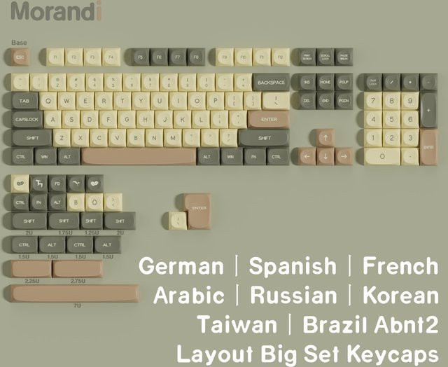 Jaycomia Moa Morandi PBT-Tastenkappen im Weltraum-Design für Alice-Layout, großes Set mit ANSI, ISO und verschiedenen Sprachlayouts wie Deutsch, Russisch und Koreanisch - Bild 1