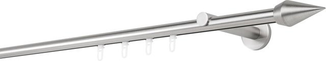 Ondeco Gardinenstange auf Maß mit Innenlauf 20mm und Wandträger 12cm in Edelstahl-Optik, Breite: 230 cm - Bild 1