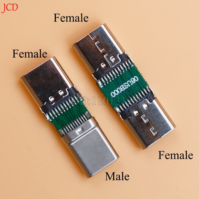 JCD USB Typ-C Stecker auf Buchse Verlängerungskabel DIY Adapter in Silber - Bild 1