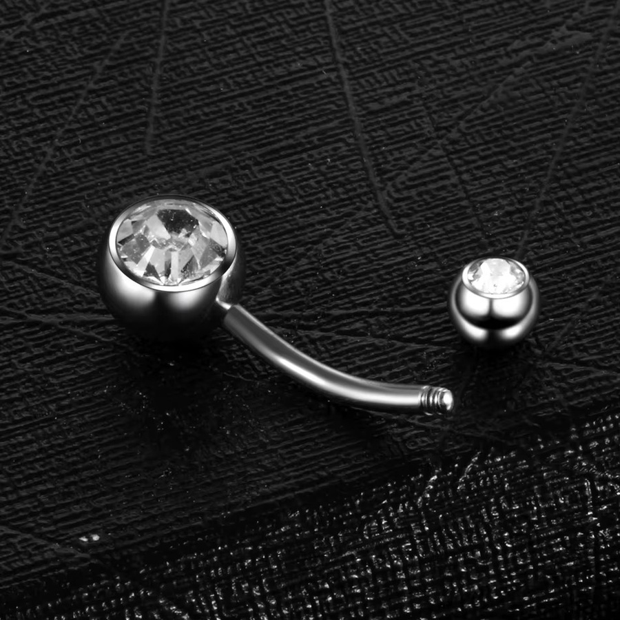 SWANJO Nabel Piercing Ringe, Titan, Zirkonia, Silber, Unisex - Bild 2