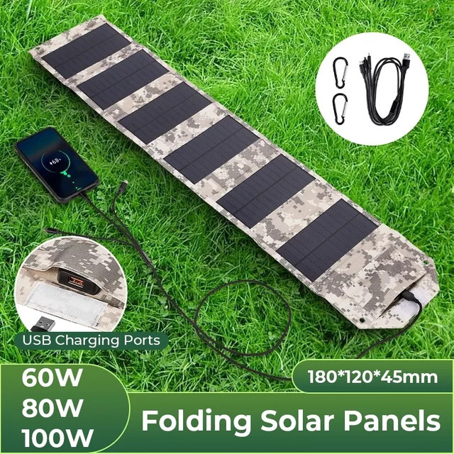 SNQP Faltbares Solarpanel mit USB-A und USB-C als tragbares Solarladegerät für Camping und Wandern inklusive Kabel - Bild 1